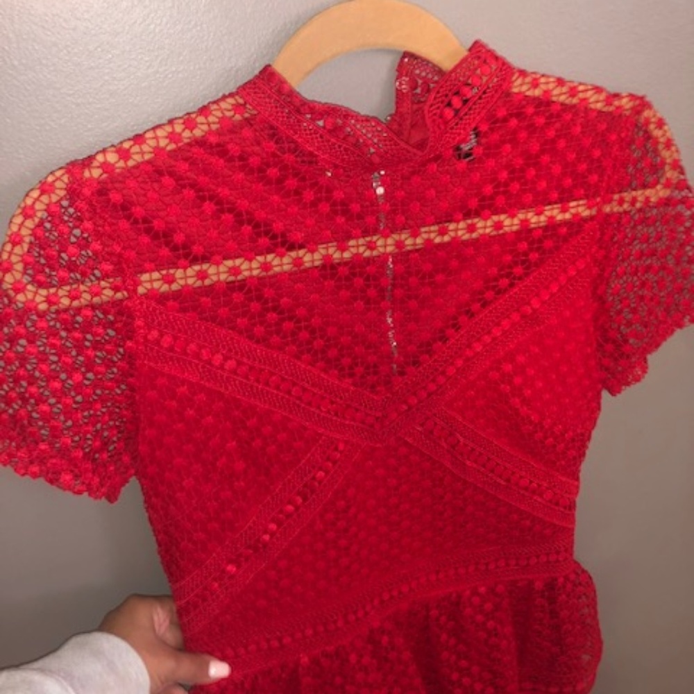 COPY - Red Ruffle Lace Dress - Picture 5 of 9